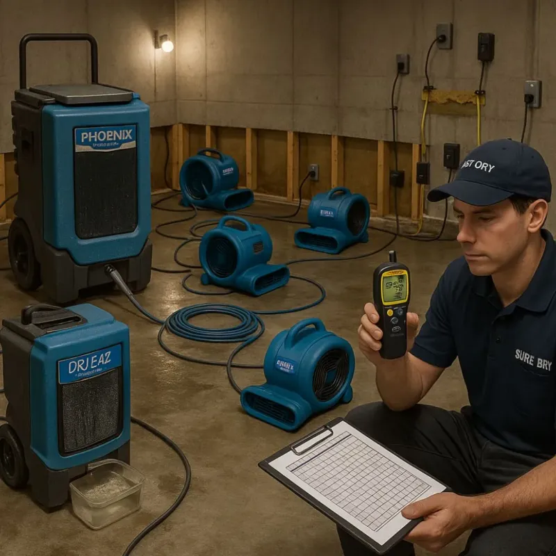 Structural Drying and Dehumidification process in Adamstown, PA